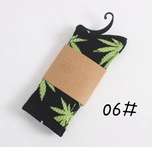 High Quality Harajuku Style Weed Socks For Women Men's Hip Hop Cotton Skateboard Sock Man WZ001