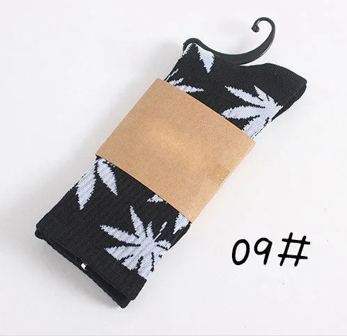 High Quality Harajuku Style Weed Socks For Women Men's Hip Hop Cotton Skateboard Sock Man WZ001