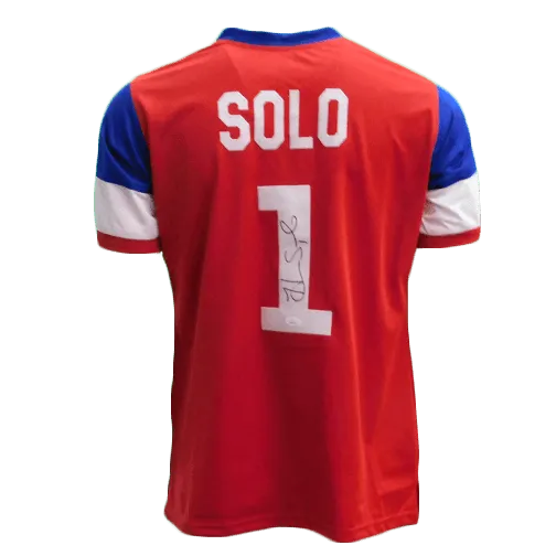 Hope Solo Autographed USA Red/White/Blue Soccer Jersey (JSA)