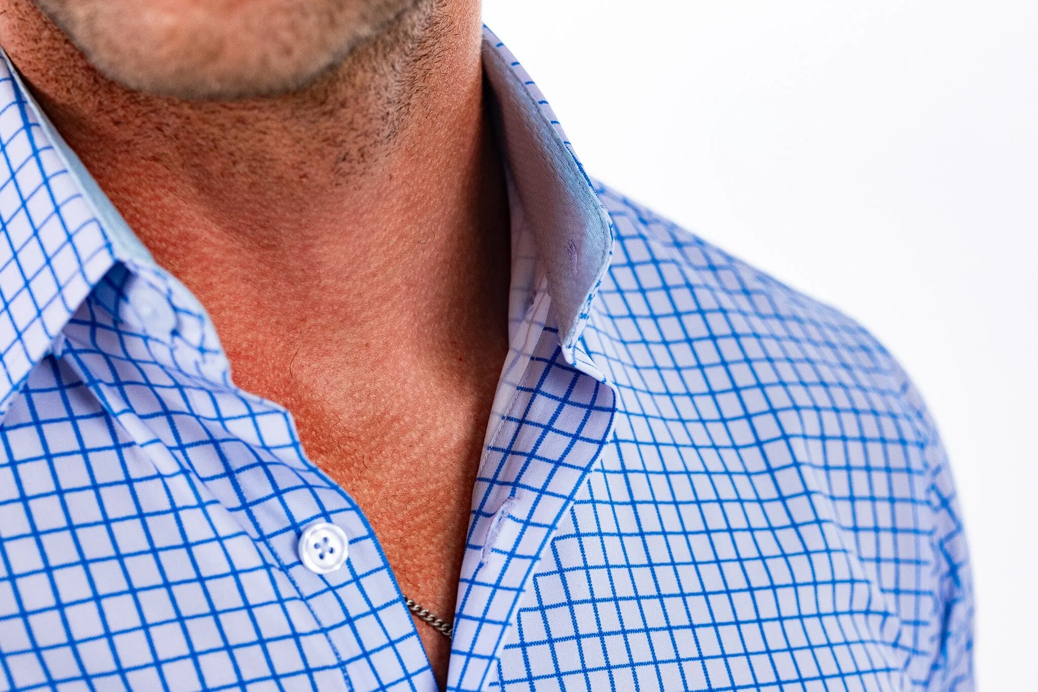 Hustle Sport Shirt - Long Sleeve - Double Blue Mini Grid