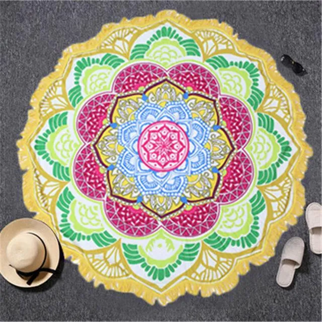 Indian Yoga  Round Tapestry