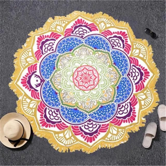 Indian Yoga  Round Tapestry