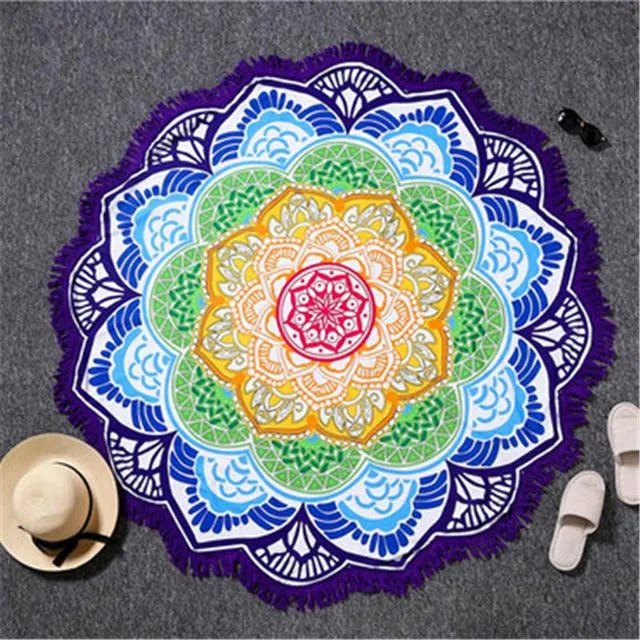 Indian Yoga  Round Tapestry