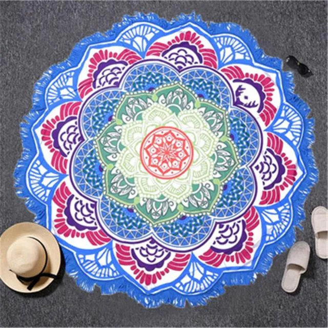 Indian Yoga  Round Tapestry