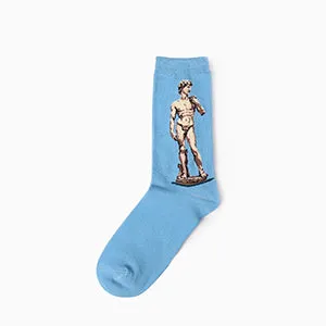 inDostyle harajuku Europe USA Washington starry night Venus Scream male Cupid Retro Art Oil Painting  Cotton women Men's Socks