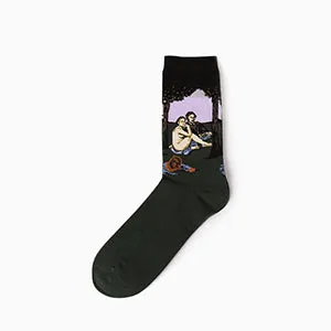 inDostyle harajuku Europe USA Washington starry night Venus Scream male Cupid Retro Art Oil Painting  Cotton women Men's Socks