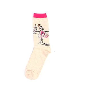 inDostyle harajuku Europe USA Washington starry night Venus Scream male Cupid Retro Art Oil Painting  Cotton women Men's Socks