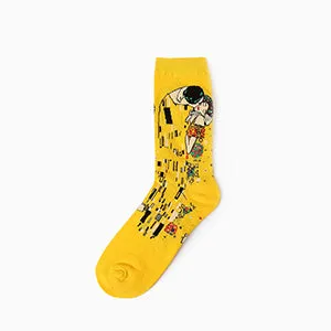 inDostyle harajuku Europe USA Washington starry night Venus Scream male Cupid Retro Art Oil Painting  Cotton women Men's Socks