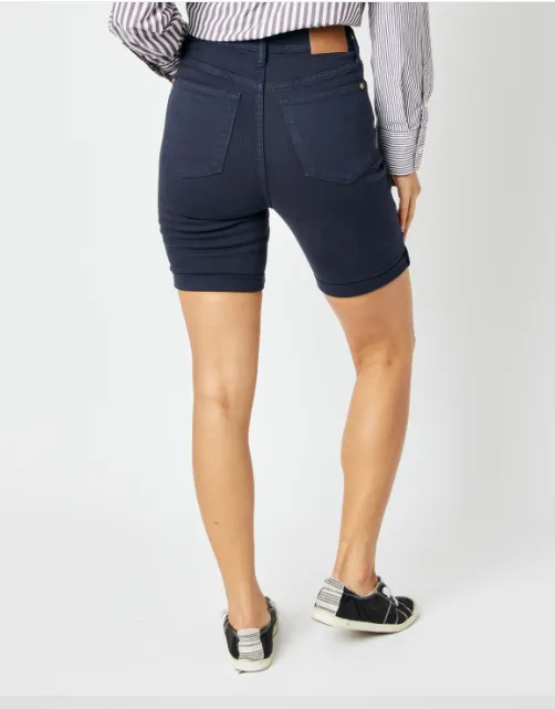 Judy Blue Navy Tummy Control Bermuda Shorts