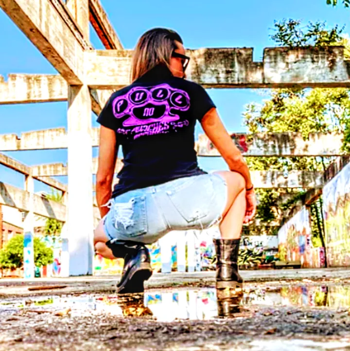 Ladies purple logo Ts. Available in 10 different colored logos. 👆 Indicate what color in notes please.