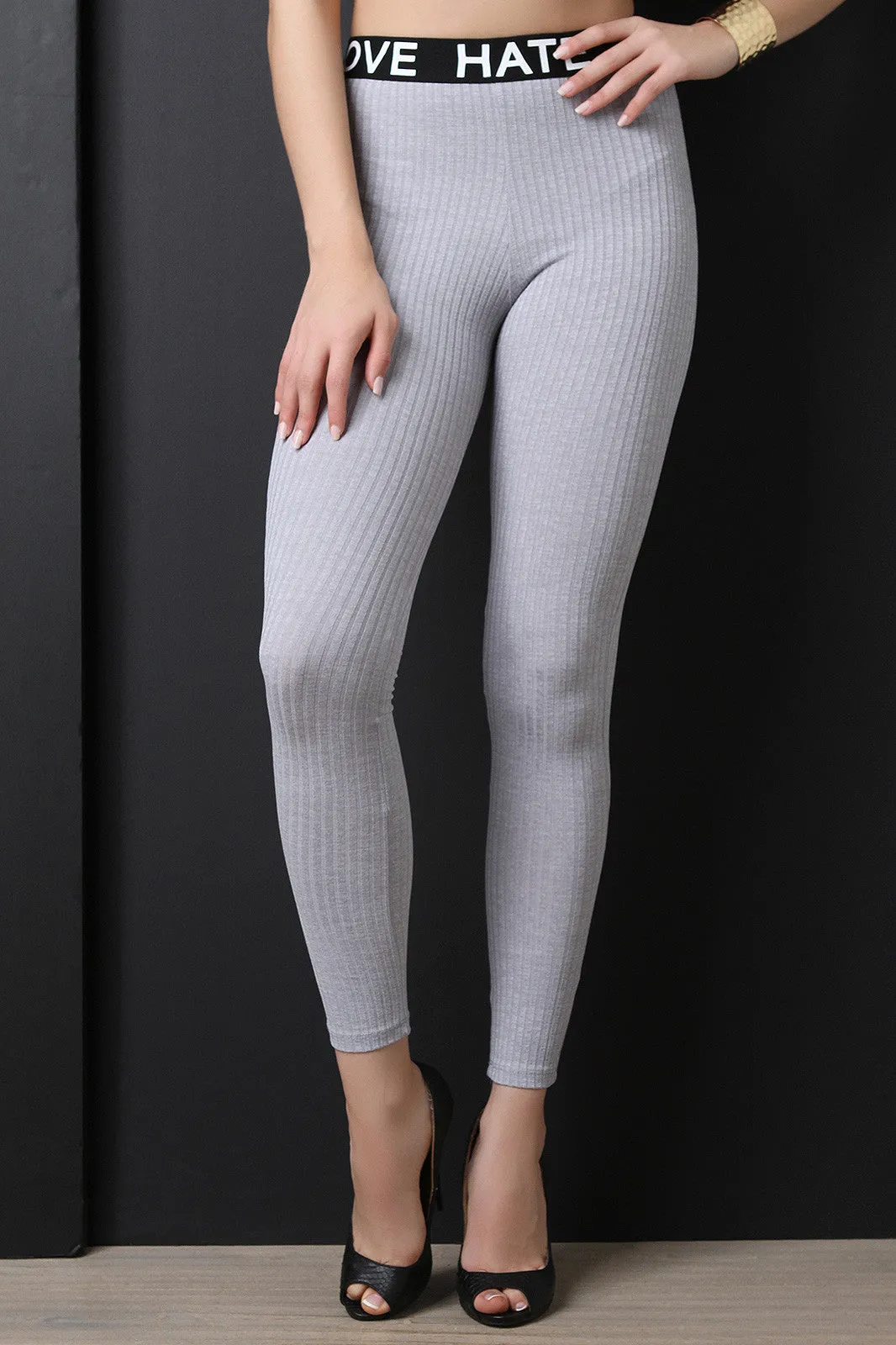 Love Hate Ribbed Knit Leggings