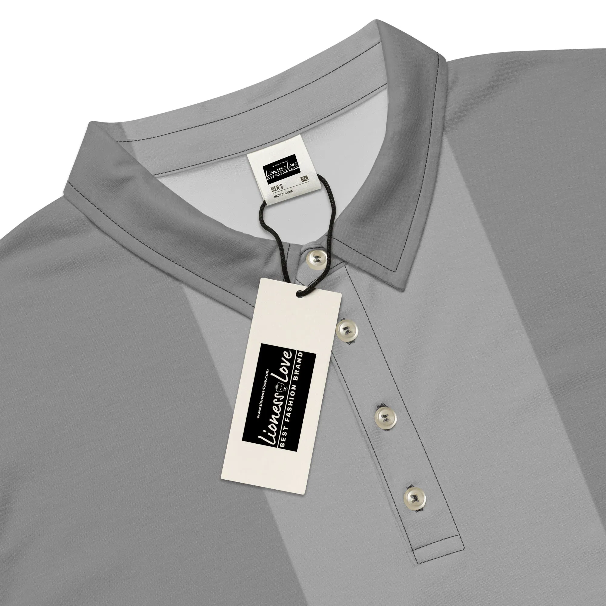 Men’s Slim Fit Polo Shirt Two Tone Gray, lioness-love