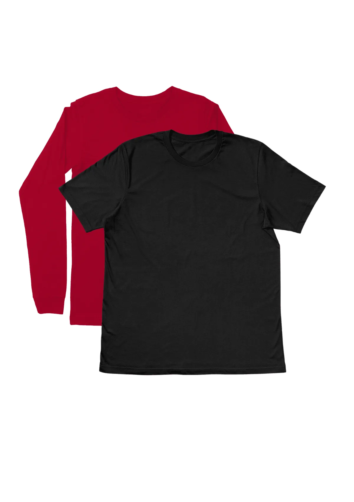 Mens T-Shirts Long & Short Sleeve 2 Pack - Red/Black