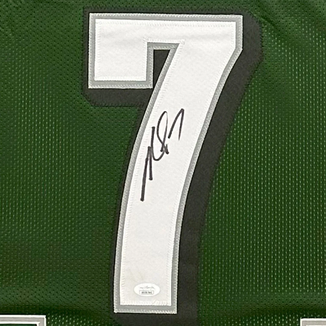 Michael Vick Signed Philadelphia Green Custom Double-Suede Framed football Jersey (JSA)