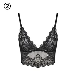 Missomo 2017 Fashion New Women Lace Mesh Solid Soft Black Bra Adjustable Bralette Trim Bra Sets