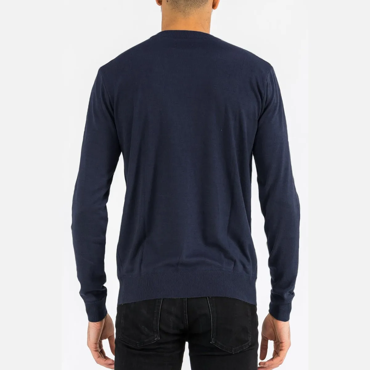 Navy Round Neck Knit Sweater