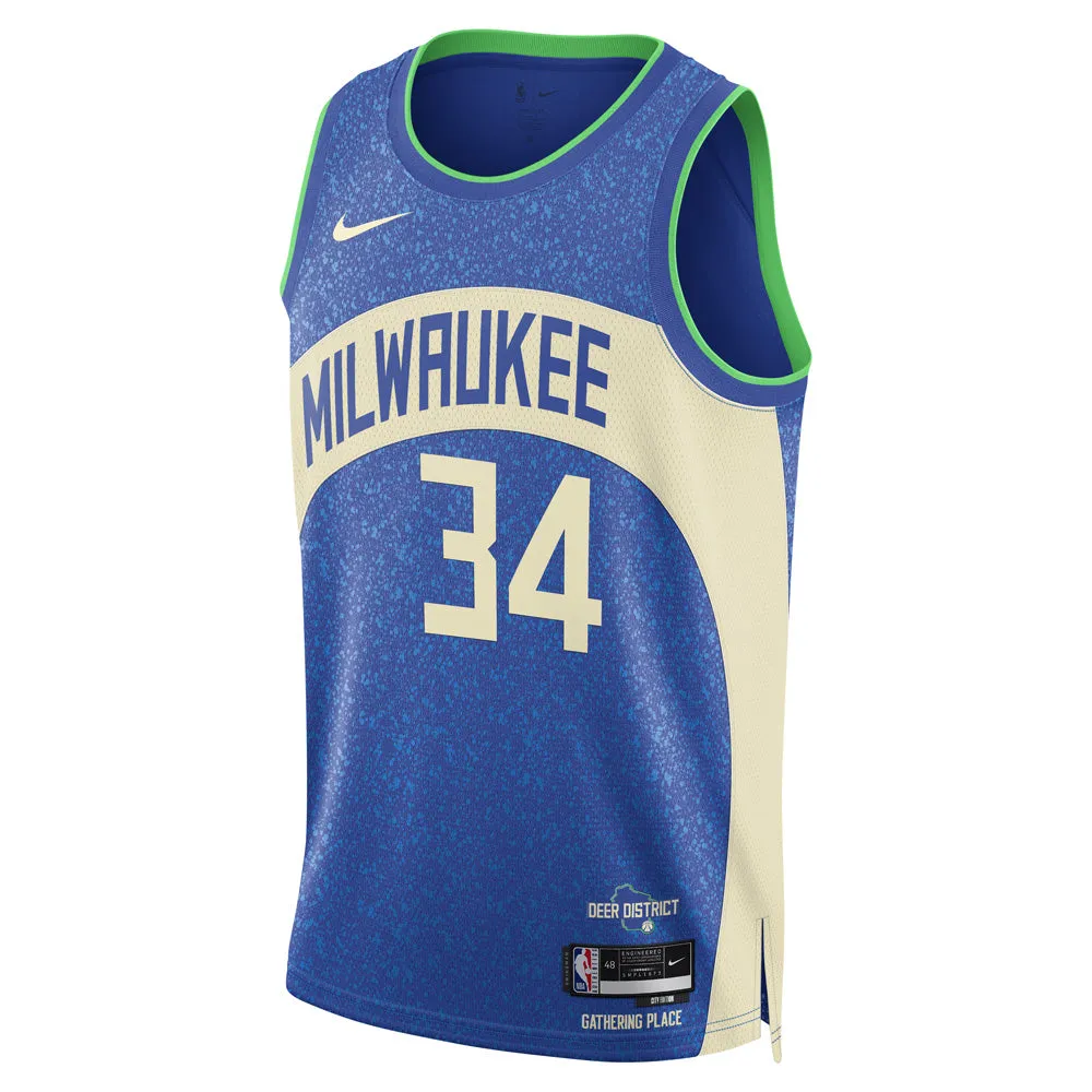 NBA Milwaukee Bucks Giannis Antetokounmpo Nike 2023/24 City Edition Swingman Jersey