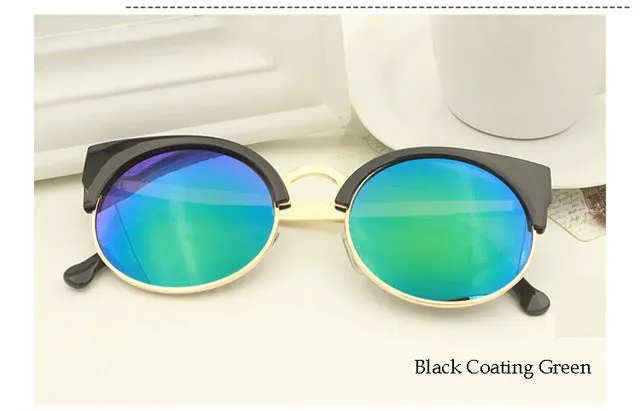 New 2016 Trend Alloy Cat Eye Sunglasses Women Brand Designer Vintage Coating Sun Glasses Women Oculos De Sol Feminino Gafas