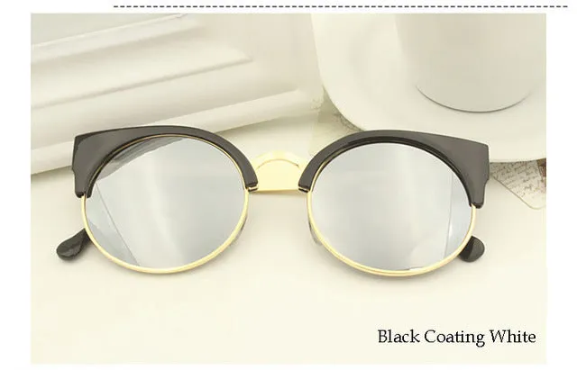 New 2016 Trend Alloy Cat Eye Sunglasses Women Brand Designer Vintage Coating Sun Glasses Women Oculos De Sol Feminino Gafas