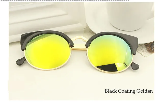 New 2016 Trend Alloy Cat Eye Sunglasses Women Brand Designer Vintage Coating Sun Glasses Women Oculos De Sol Feminino Gafas