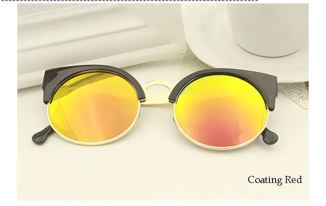 New 2016 Trend Alloy Cat Eye Sunglasses Women Brand Designer Vintage Coating Sun Glasses Women Oculos De Sol Feminino Gafas