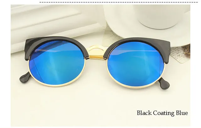 New 2016 Trend Alloy Cat Eye Sunglasses Women Brand Designer Vintage Coating Sun Glasses Women Oculos De Sol Feminino Gafas