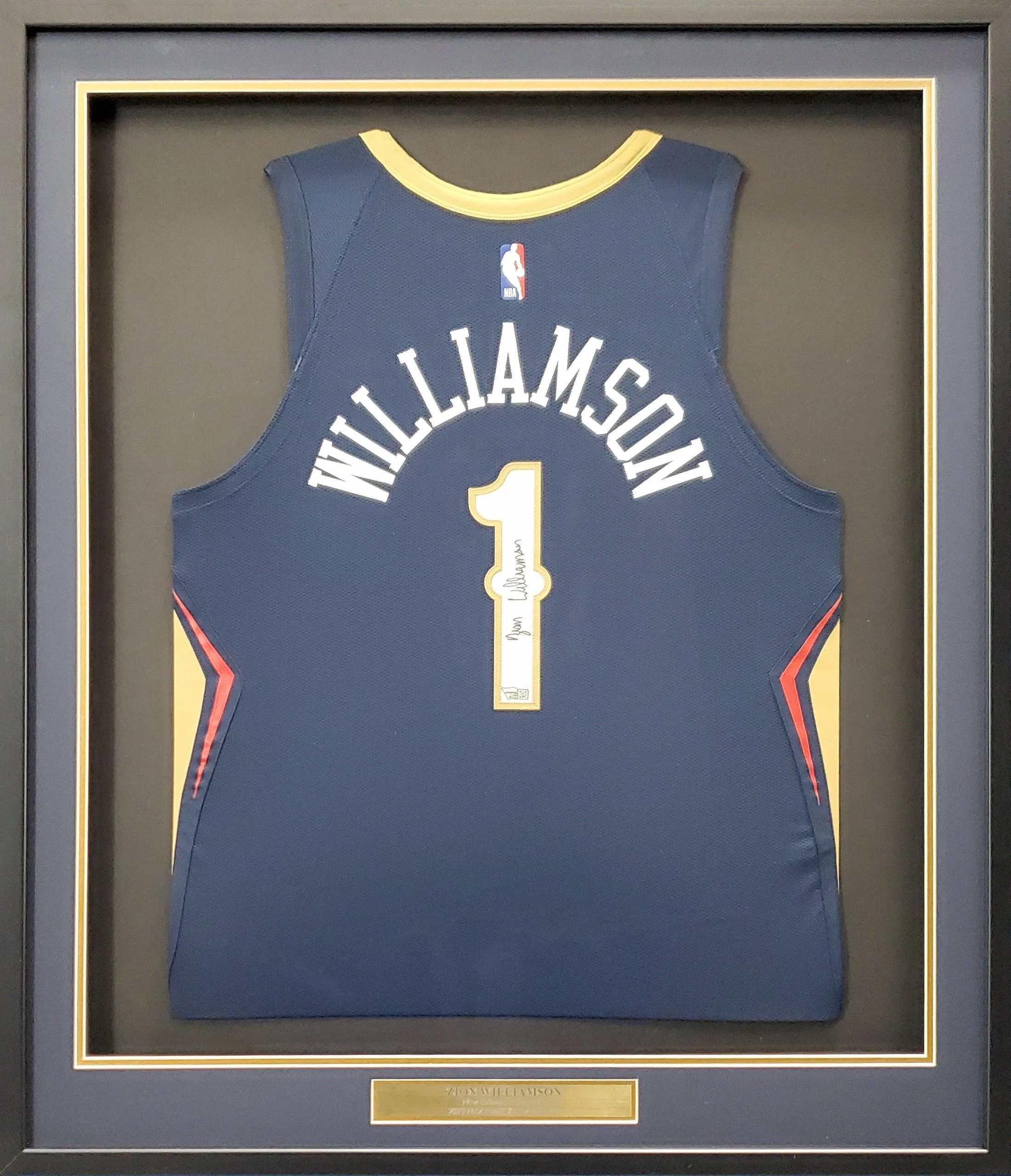 New Orleans Pelicans Zion Williamson Autographed Framed Blue Nike Jersey Fanatics Stock #191193