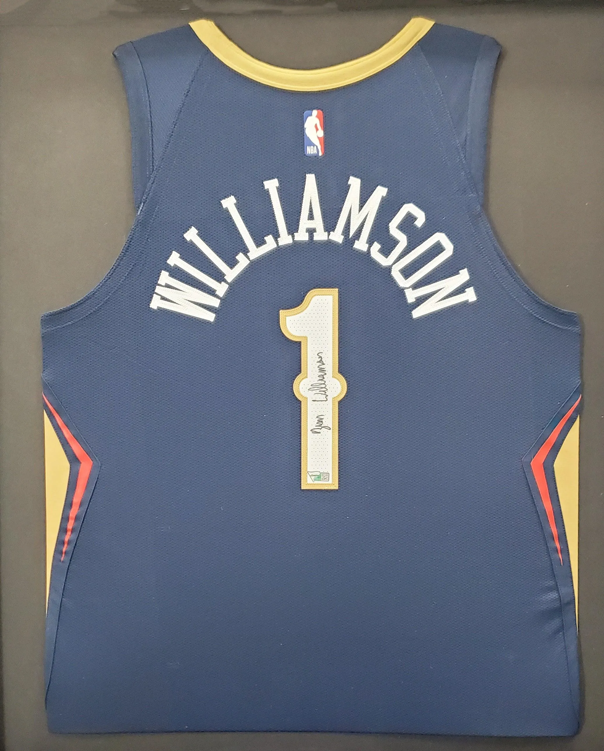 New Orleans Pelicans Zion Williamson Autographed Framed Blue Nike Jersey Fanatics Stock #191193