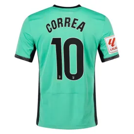 Nike Atletico Madrid Ángel Correa Third Jersey w/ La Liga Patch 23/24 (Spring Green/Black)