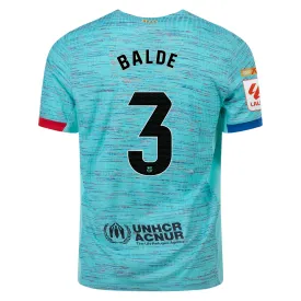 Nike Barcelona Authentic Alejandro Balde Match Vaporknit Third Jersey w/ La Liga Champion Patches 23/24 (Light Aqua/Royal Blue)