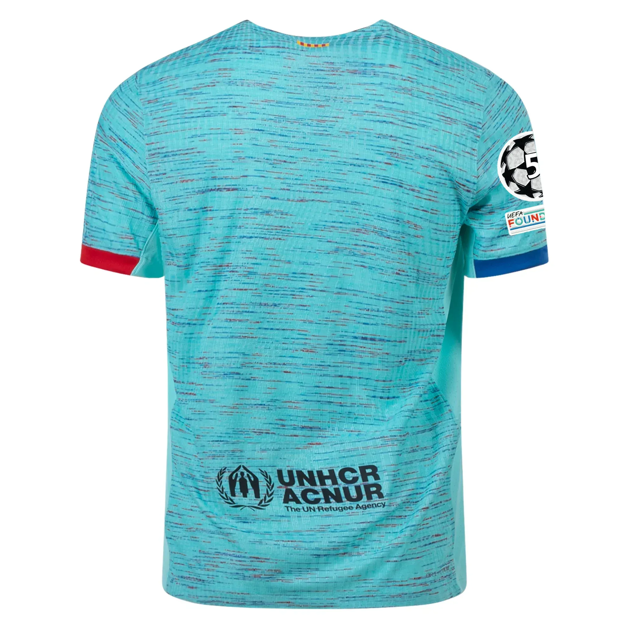 Nike Barcelona Authentic Match Vaporknit Third Jersey w/ Champions League Patches 23/24 (Light Aqua/Royal Blue)