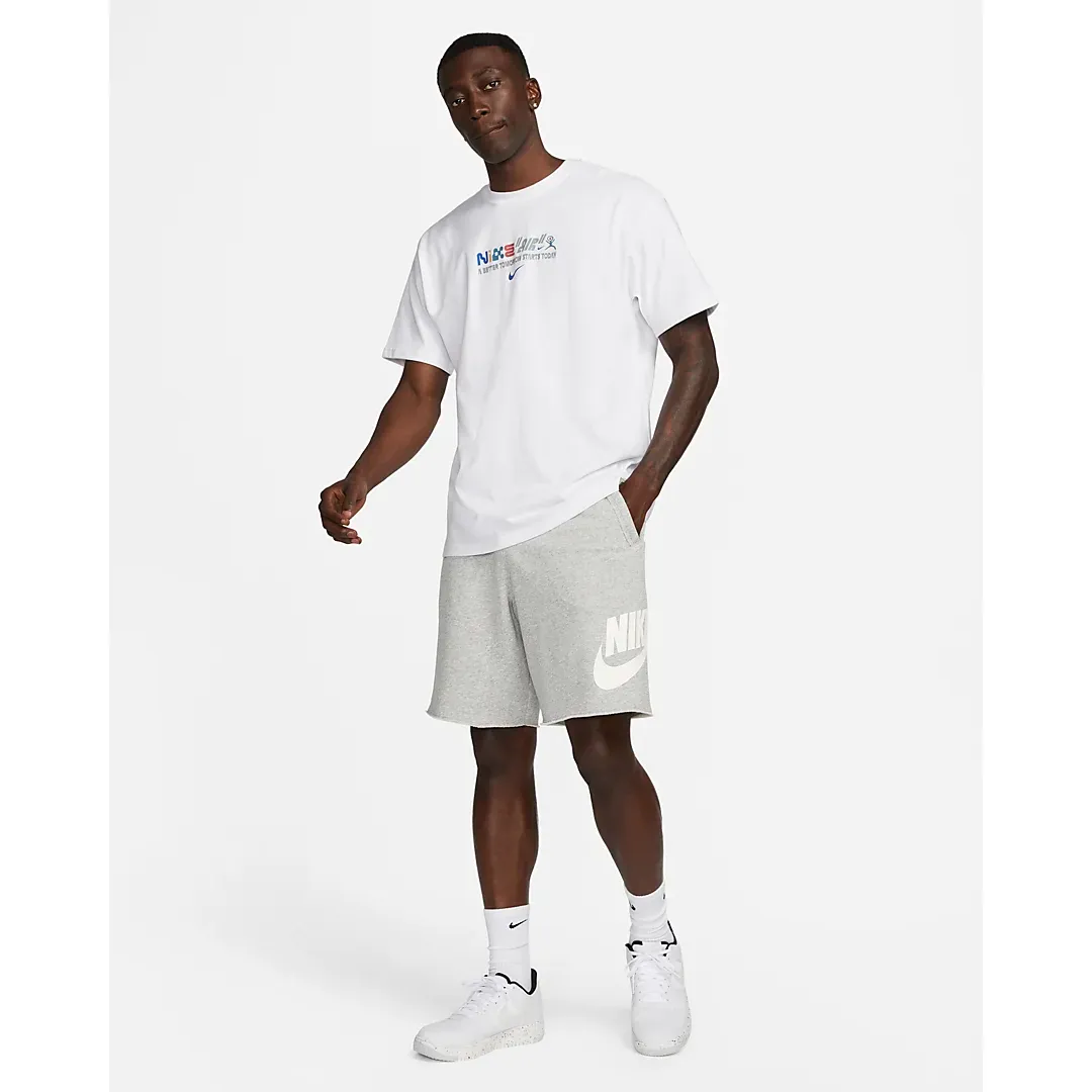 Nike Men's Club Alumni French Terry Shorts - Dark Grey Heather / White