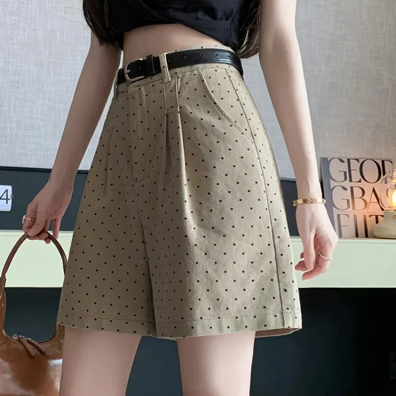 Polka Dot High Waist A-line Cargo Short