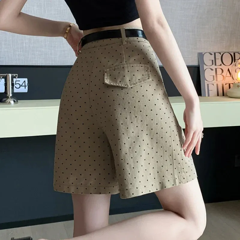 Polka Dot High Waist A-line Cargo Short