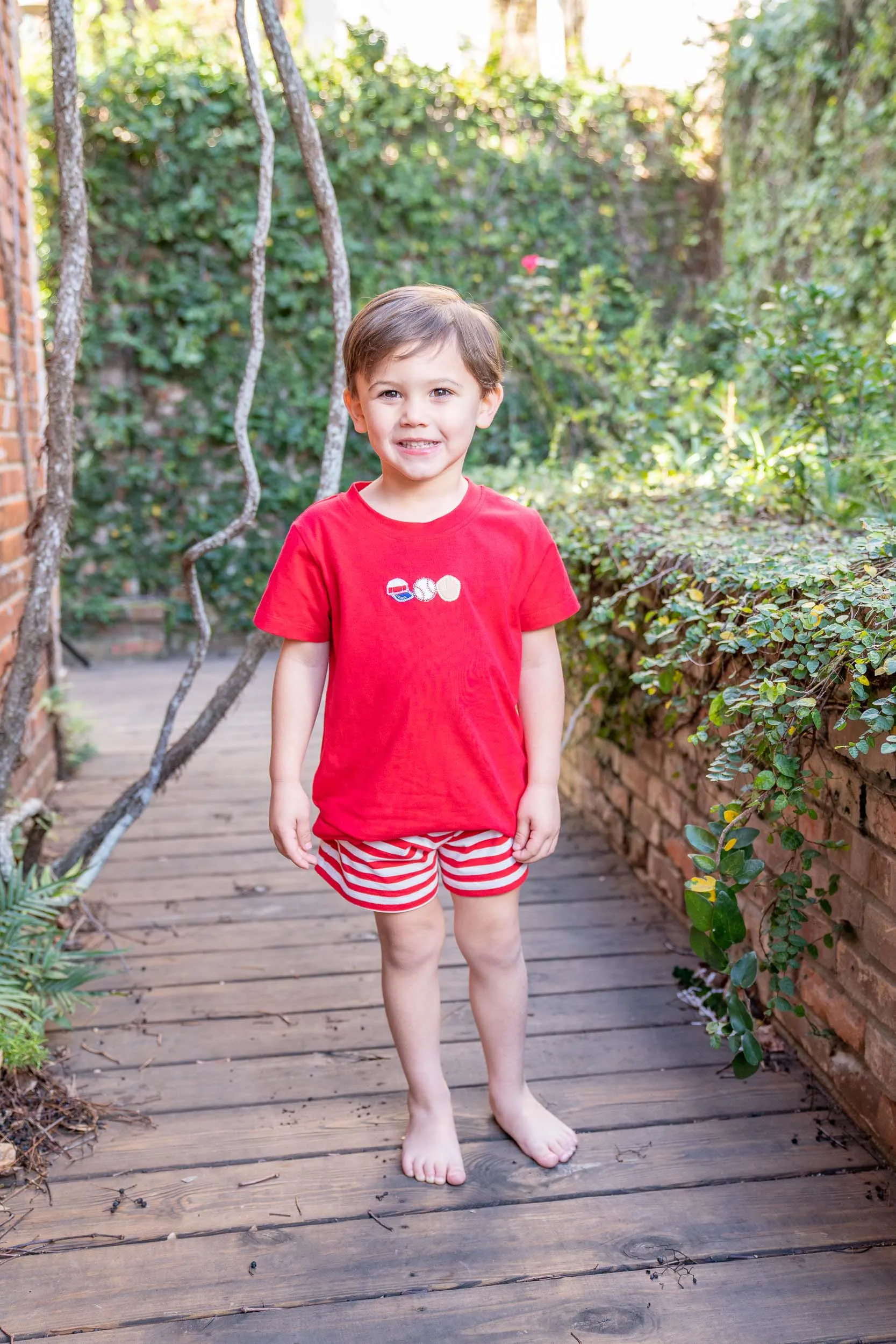 Red Striped Knit Boy Shorts