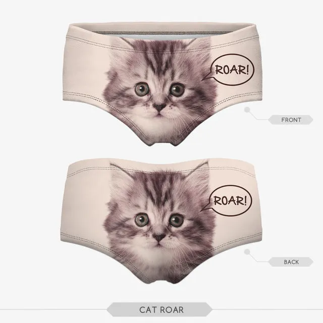 Sexy Panties 2016 Wholesale Pink 3d Print Cat Cotton Underwear Women panties Seamless Briefs ropa interior mujer  lingerie