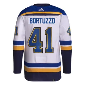 ST. LOUIS BLUES ADIDAS AUTHENTIC PRO-STITCH BORTUZZO #41 ROAD JERSEY - WHITE