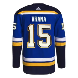 ST. LOUIS BLUES ADIDAS AUTHENTIC PRO-STITCH VRANA #15 HOME JERSEY - BLUE