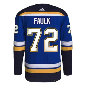 ST. LOUIS BLUES AUTHENTIC FAULK #72 HOME PRO-STITCH PRIMEGREEN JERSEY - BLUE