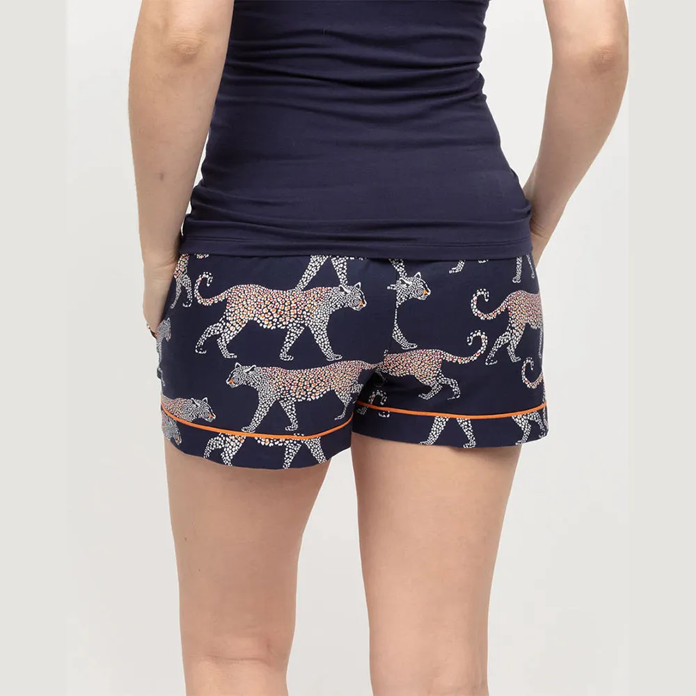 Taylor Navy Leopard Print Pyjama Shorts