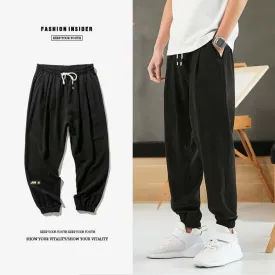 Tools Men's trend spring summer buckle foot loose sports pants fat man plus fertilizer large size casual Harlan nine pants