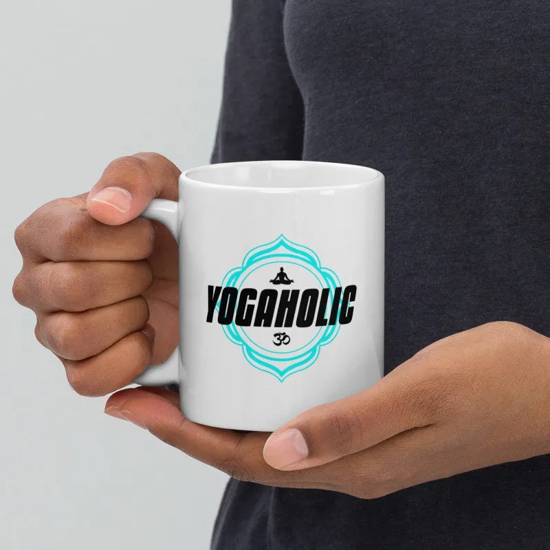 yogaholic, yoga  lover mug ,yoga lover gift,yoga typographgy i love yoga ,yoga coffee mug git