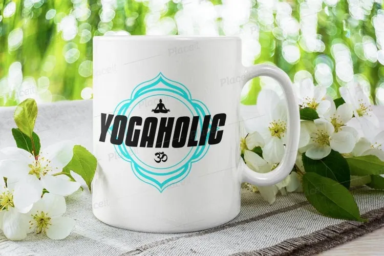 yogaholic, yoga  lover mug ,yoga lover gift,yoga typographgy i love yoga ,yoga coffee mug git